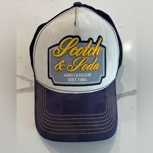 Scotch & Soda Trucker Hat Adult Snapback Navy Baseball Cap Script Amsterdam